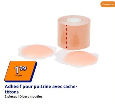 Action Adhésif pour poitrine avec cache- tétons offre