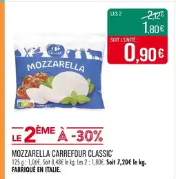 Match CARREFOUR CLASSIC’ Mozzarella offre