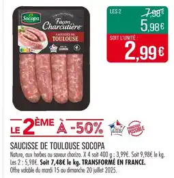Match SOCOPA Saucisse de toulouse offre