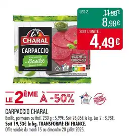 Match CHARAL Carpaccio offre