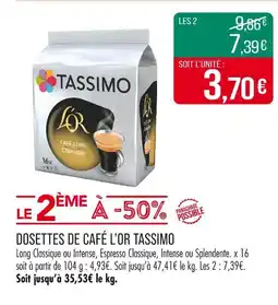 Match L'OR Dosettes de café tassimo offre
