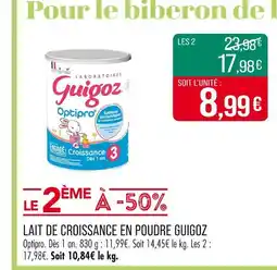Match Guigoz Lait de croissance en poudre offre