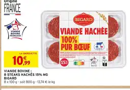 Intermarché BIGARD Viande Hachée 100% Pur Bœuf 15% MG offre