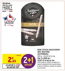 Intermarché Auvernou Mini Stick Saucisson Sec Nature offre