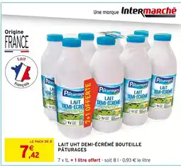 Intermarché Pâturages Lait uht demi-écrémé bouteille offre