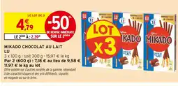 Intermarché LU Mikado chocolat au lait offre