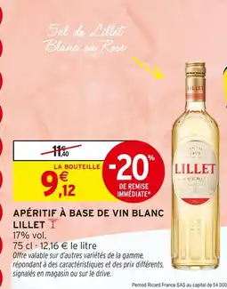 Intermarché LILLET 5cl de Lillet Blanc ou Rosé offre