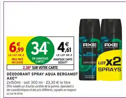 Intermarché AXE Déodorant spray aqua bergamot offre