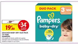 Intermarché Pampers Couches baby dry duo pack T3 x100 offre
