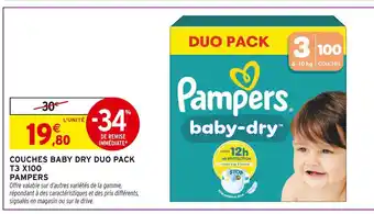 Intermarché Pampers Couches baby dry duo pack T3 x100 offre