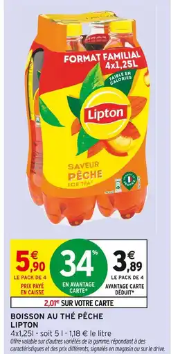 Intermarché LIPTON Boisson au thé pêche offre