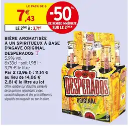 Intermarché DESPERADOS Bière aromatisée à un spiritueux à base d'agave original Desperados offre