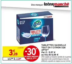 Intermarché APTA Tablettes vaisselle tout en 1 citron x26 offre