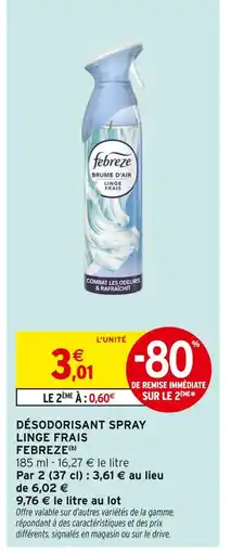 Intermarché FEBREZE Brume d'air linge frais offre