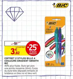 Intermarché BIC Coffret 2 stylos bille 4 couleurs gradient smooth offre