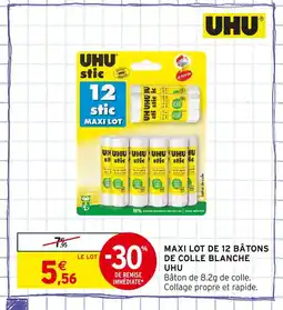 Intermarché UHU Maxi lot de 12 bâtons de colle blanche offre