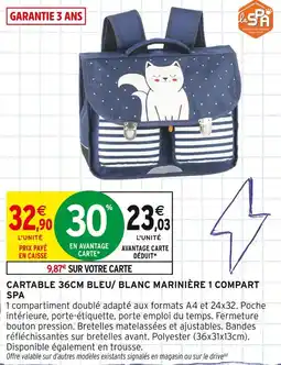 Intermarché CARTABLE 36CM BLEU/ BLANC MARINIÈRE 1 COMPART SPA offre
