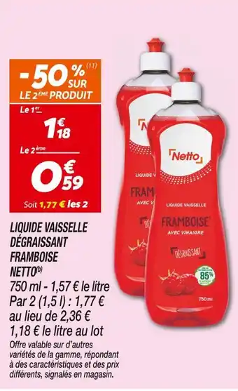 Netto NETTO Liquide vaisselle dégraissant framboise offre