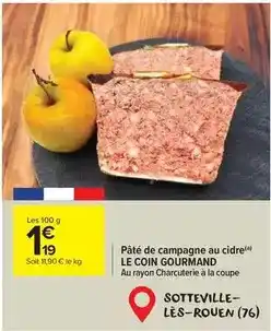 Carrefour Market Pâté de campagne au cidre offre