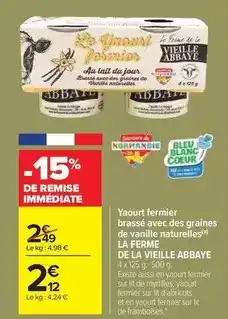 Carrefour Market Bleu blanc coeur - yaourt fermier brassé avec des graines de vanille naturelles offre