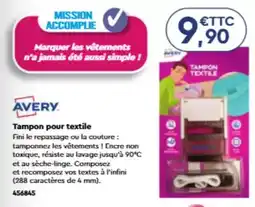 Calipage Avery - tampon pour textile offre