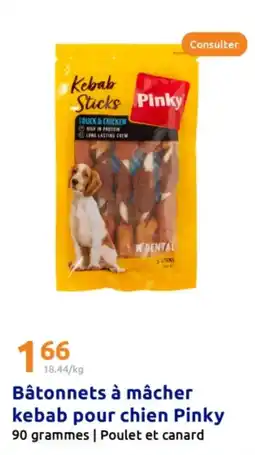 Action PINKY Bâtonnets à mâcher kebab pour chien offre