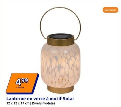Action Lanterne en verre à motif Solar offre