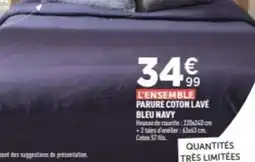 Centrakor Parure coton lavé bleu navy offre