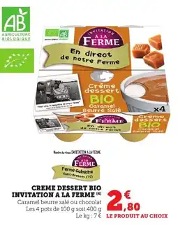 Bi1 Creme dessert bio invitation a la ferme offre