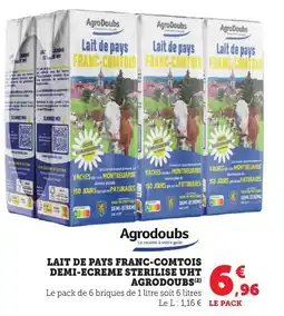 Bi1 AGRODOUBS LSait de pays franc-comtois demi-ecreme sterilise uht offre