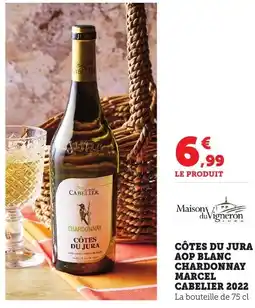 Bi1 Côtes du jura aop blanc chardonnay marcel cabelier 2022 offre