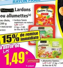 Norma FUFAURE & FILS Lardons ou allumettes offre