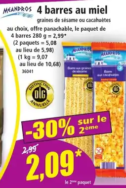 Norma MEANDROS 4 barres au miel offre