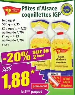 Norma Pâtes d'Alsace coquillettes IGP offre