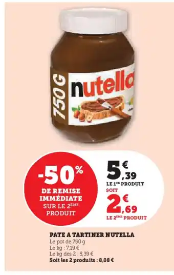 U Express NUTELLA Pate a tartiner offre
