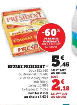U Express PRESIDENT Beurre offre