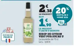 U Express Sirop de citron vert pur sucre u offre
