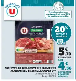 U Express Assiette de charcuterie italienne jambon sec bresaola coppa u offre