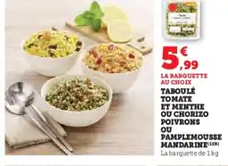 U Express Taboulé tomate et menthe ou chorizo poivrons offre