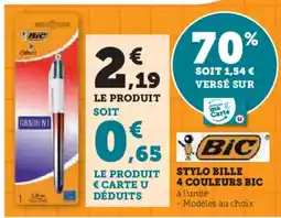 Hyper U BIC Stylo bille 4 couleurs offre