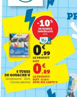 Hyper U 5 tubes de gouache u offre