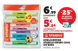 Hyper U STABILO Surligneurs stabilo swing cool ou boss offre