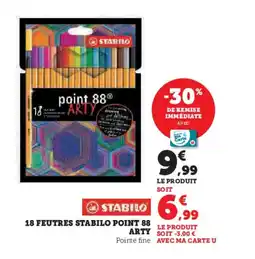 Hyper U 18 feutres stabilo point 88 offre