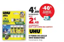 Hyper U UHU 5 tubes de colle uhu renature offre