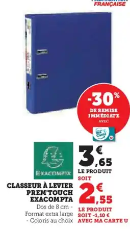 Hyper U EXACOMPTA Classeur à levier prem'touch offre