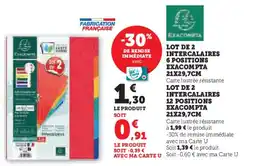 Hyper U EXACOMPTA Lot de 2 intercalaires 6 positions offre