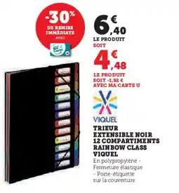 Hyper U Trieur extensible noir 12 compartiments rainbow class viquel offre