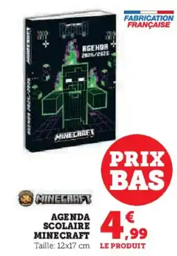 Hyper U Agenda scolaire minecraft offre