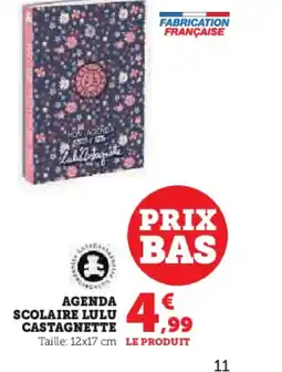 Hyper U Agenda scolaire lulu castagnette offre