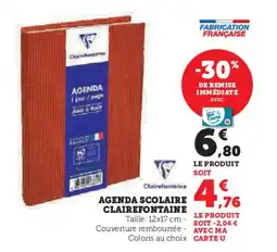 Hyper U CLAIREFONTAINE Agenda scolaire offre